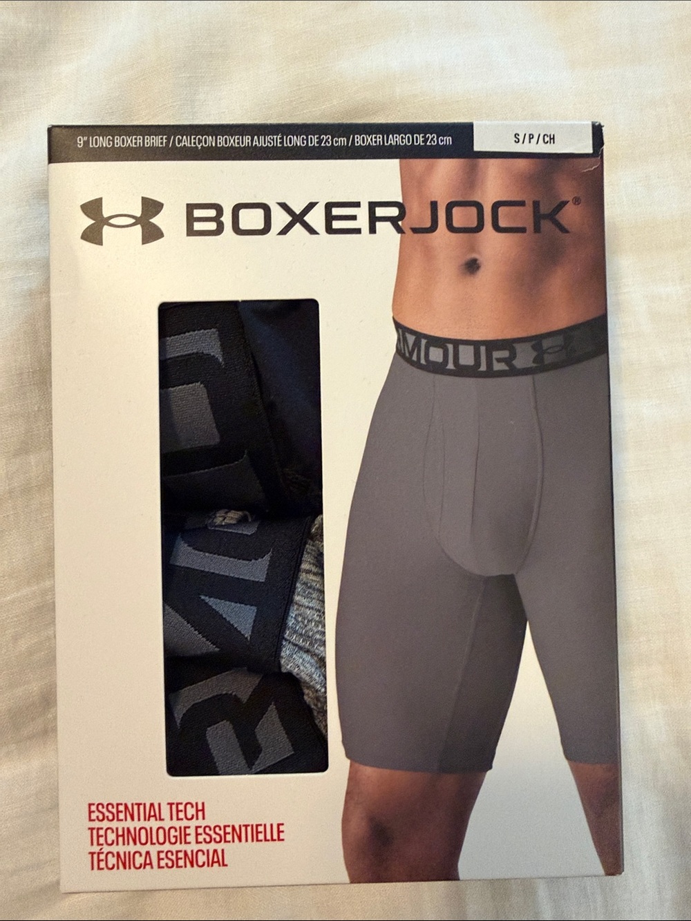 Under Armour Boxerjock 9" Long Boxer Briefs - Gray & Black Waistband